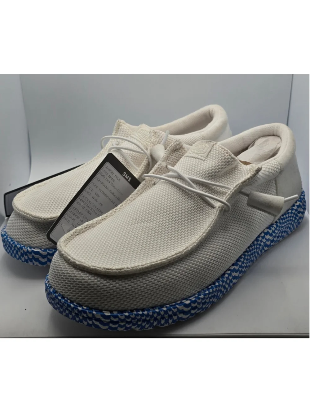 Men's Hey Dude Sneakers White and Blue Size 9